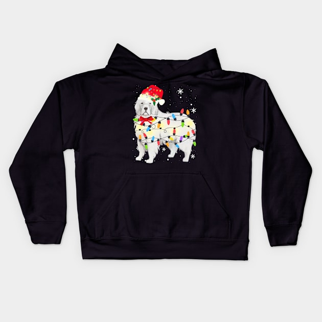 Great Pyrenees Dog Christmas Light Xmas Mom Dad Kids Hoodie by Mitsue Kersting